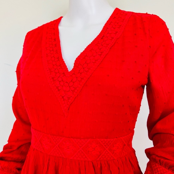 Junior long sleeve red mini dress xs - Picture 6 of 10